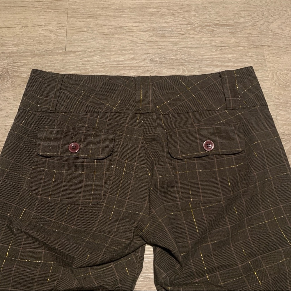 98 Brown Plaid Y2K Capris Size 7 - Picture 5 of 6